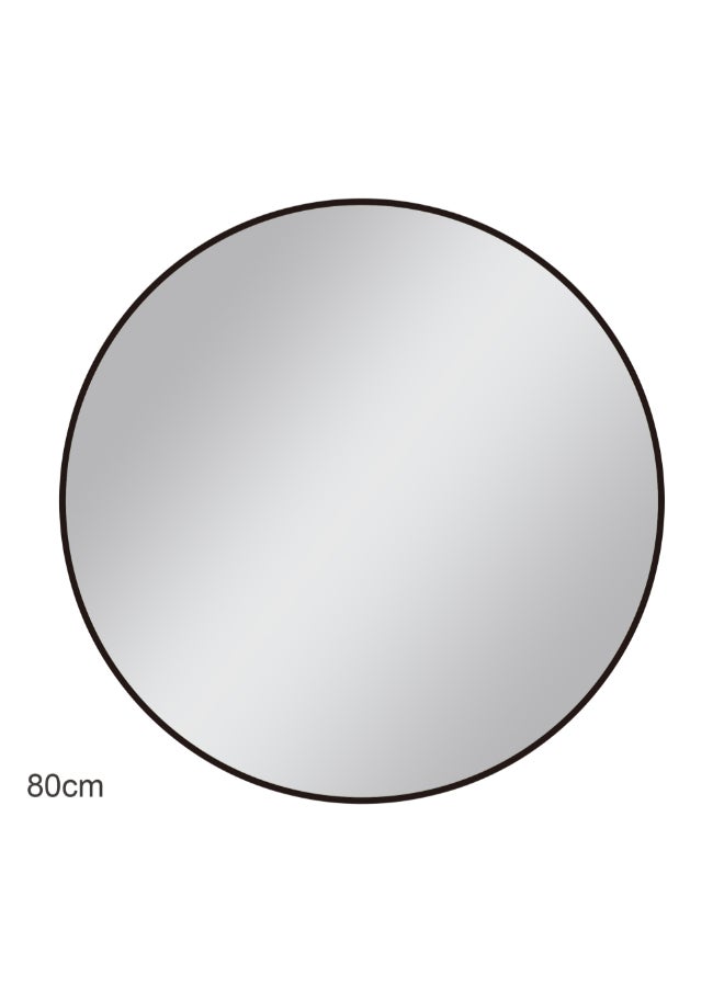 Aqua Drop Elegant Design Round Plain Bathroom Mirror Black 80 cm DWNM80RF-BB - Image 1